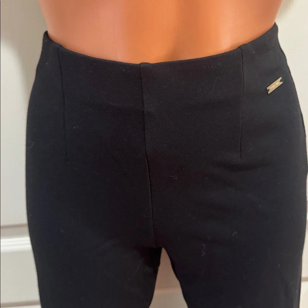 TAHARI Straight Ankle Leg Pull On Knit Pants S Small Black Ponte EUC $75 - Picture 4 of 12